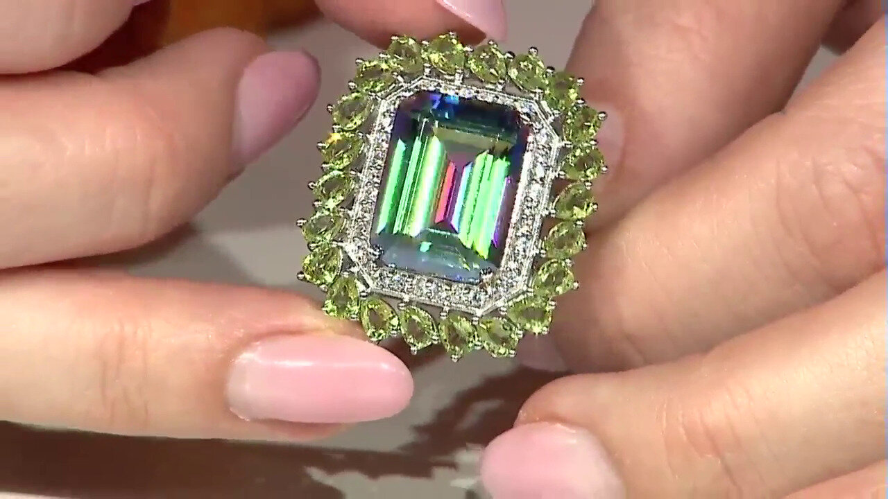 Video Green Mystic Quartz Silver Ring