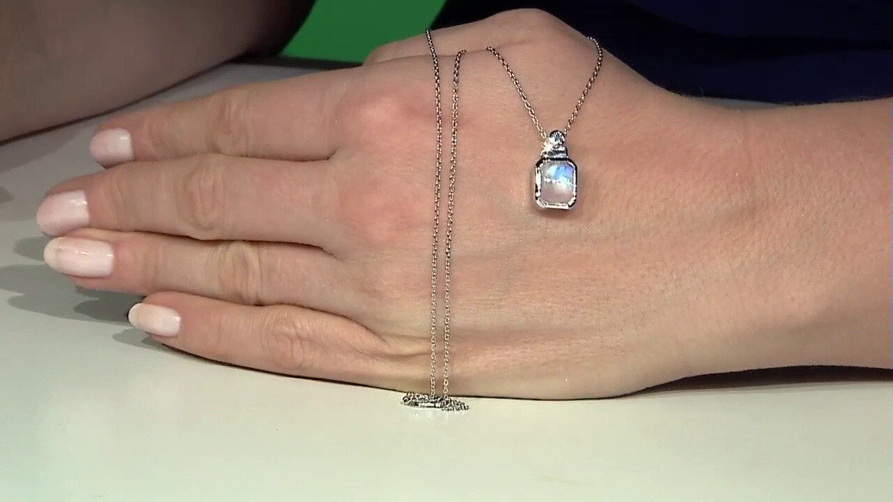 Video Blue Moonstone Silver Necklace (KM by Juwelo)