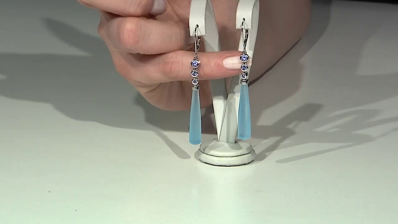 Video Gouden oorbellen met Blauwe chalcedonen (KM by Juwelo)