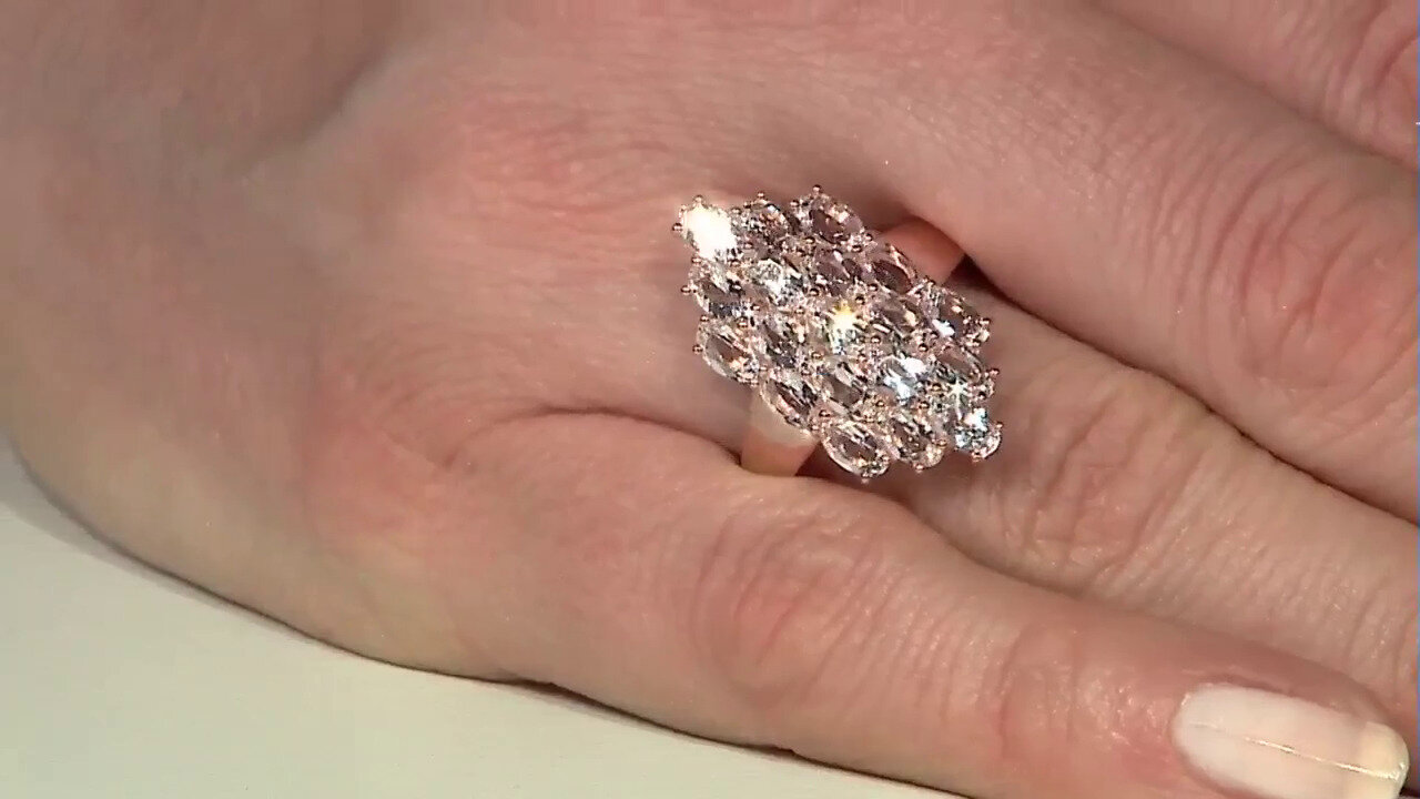 Video Gouden ring met Mexicaanse roze danburietkristallen