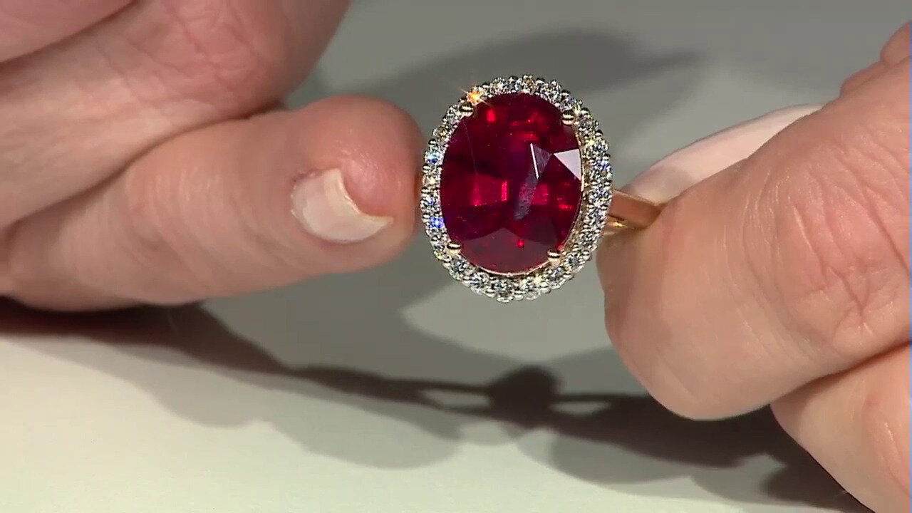 Video Gouden ring met een Mexicaanse roze danburiet