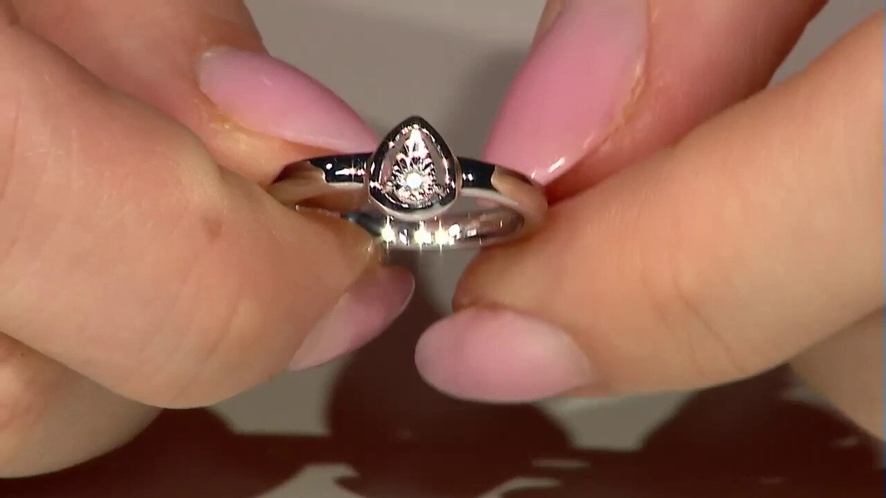 Video Zilveren ring met een I2 (J) Diamant