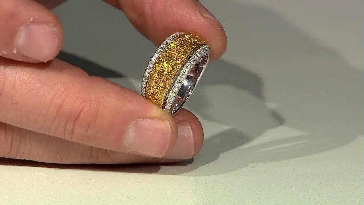 Video Gouden ring met gele SI1 diamanten (CIRARI)