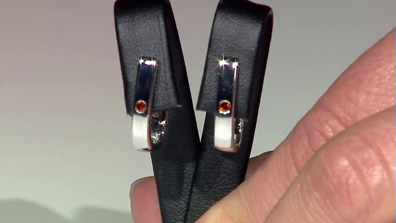 Video Zilveren oorbellen met I2 Rode Diamanten