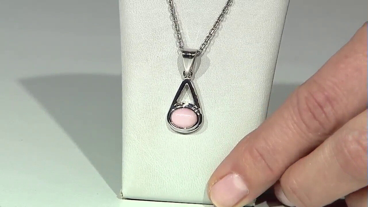 Video Zilveren hanger met een roze opaal