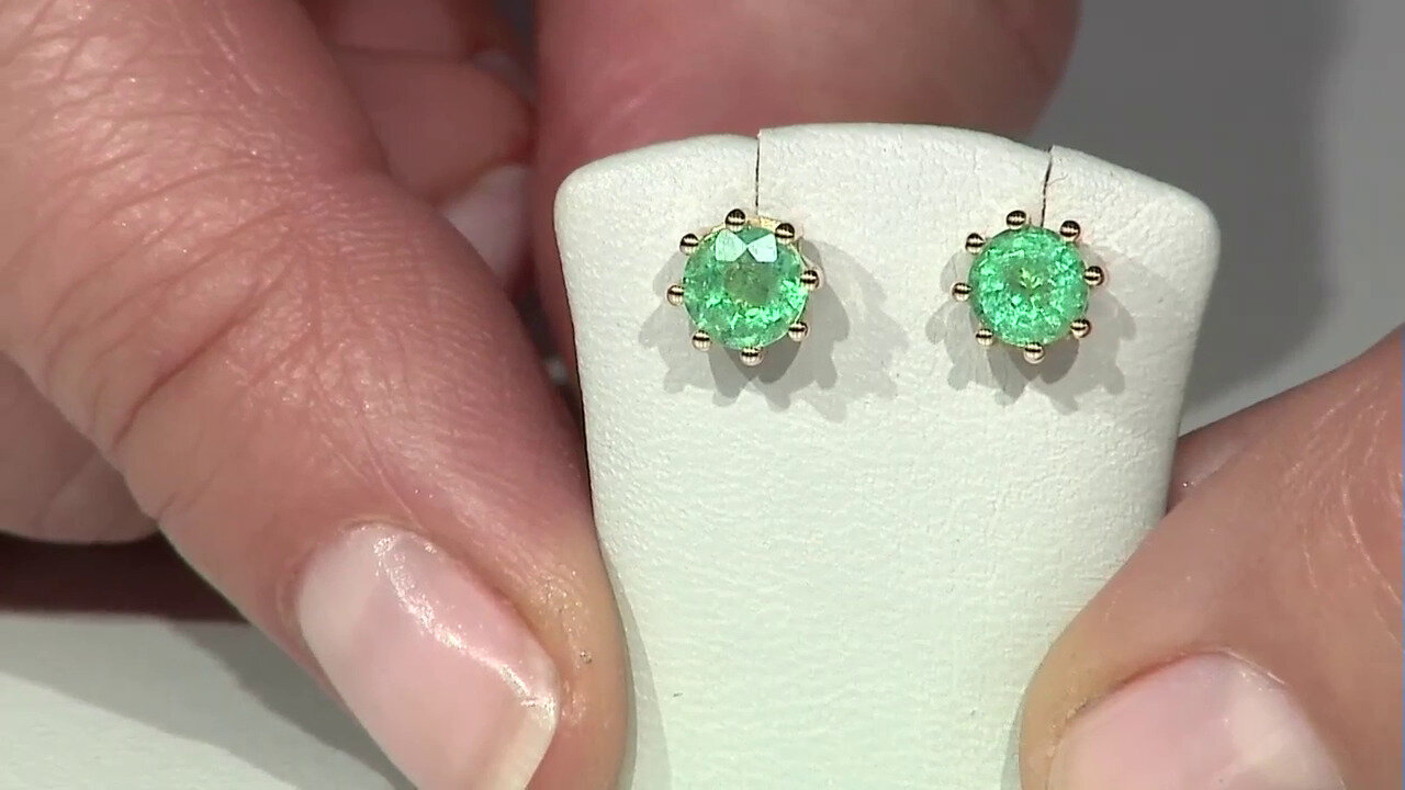 Video 9K Colombian Emerald Gold Earrings (de Melo)