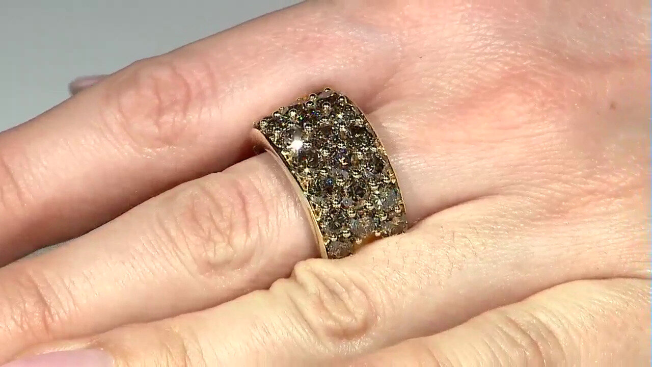 Video 14K I2 Champagne Diamond Gold Ring (de Melo)