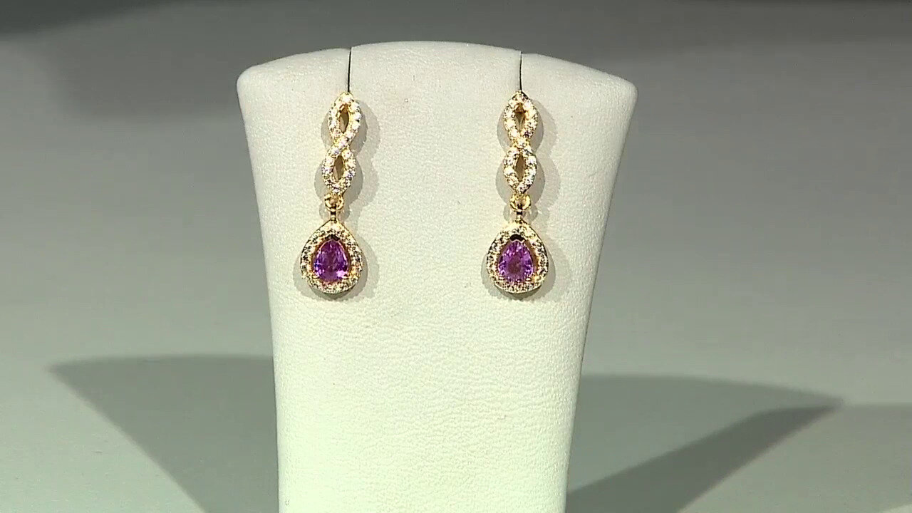 Video Unheated Ceylon Purple Sapphire Silver Earrings