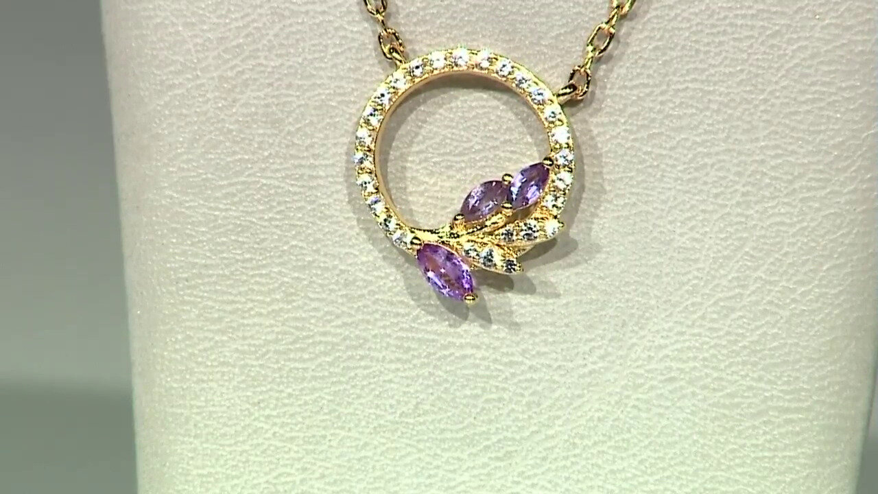 Video Unheated Ceylon Purple Sapphire Silver Necklace