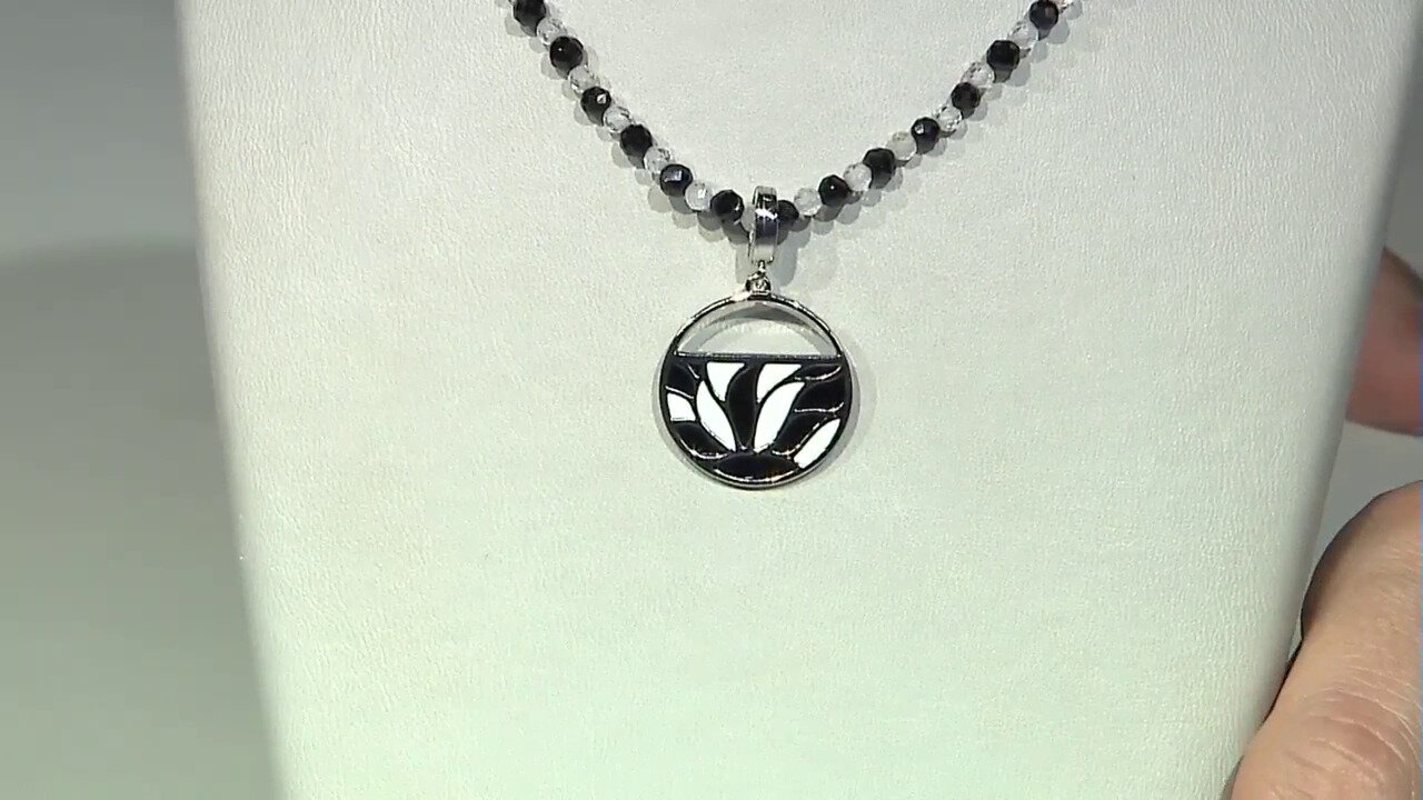 Video Black Spinel Silver Necklace (Riya)