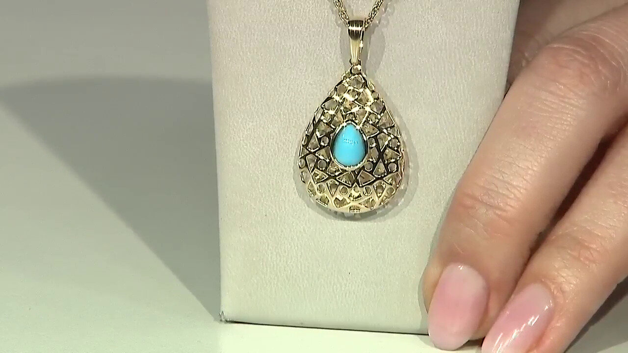 Video 9K Sleeping Beauty Turquoise Gold Pendant (Ornaments by de Melo)