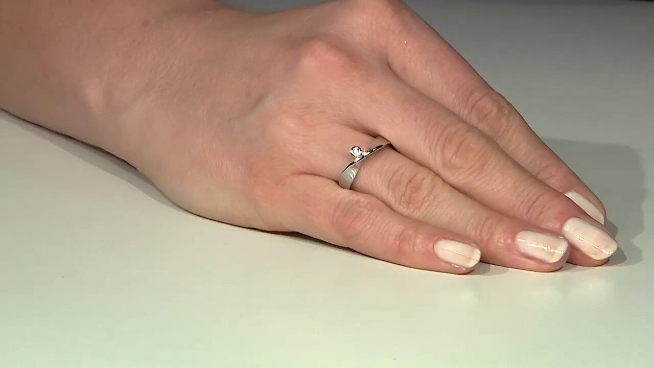 Video Zilveren ring met een Hemelsblauwe Diamant I1
