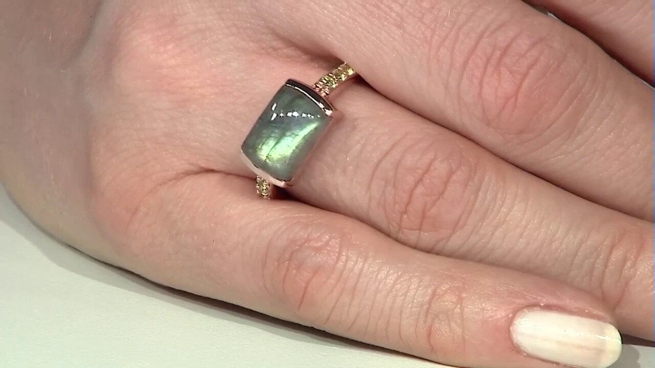 Video Green Maniry Labradorite Silver Ring (KM by Juwelo)