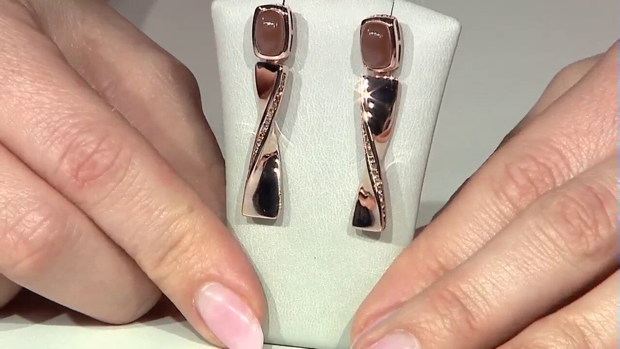 Video Boucles d'oreilles en argent et Pierre de lune chocolat (KM by Juwelo)