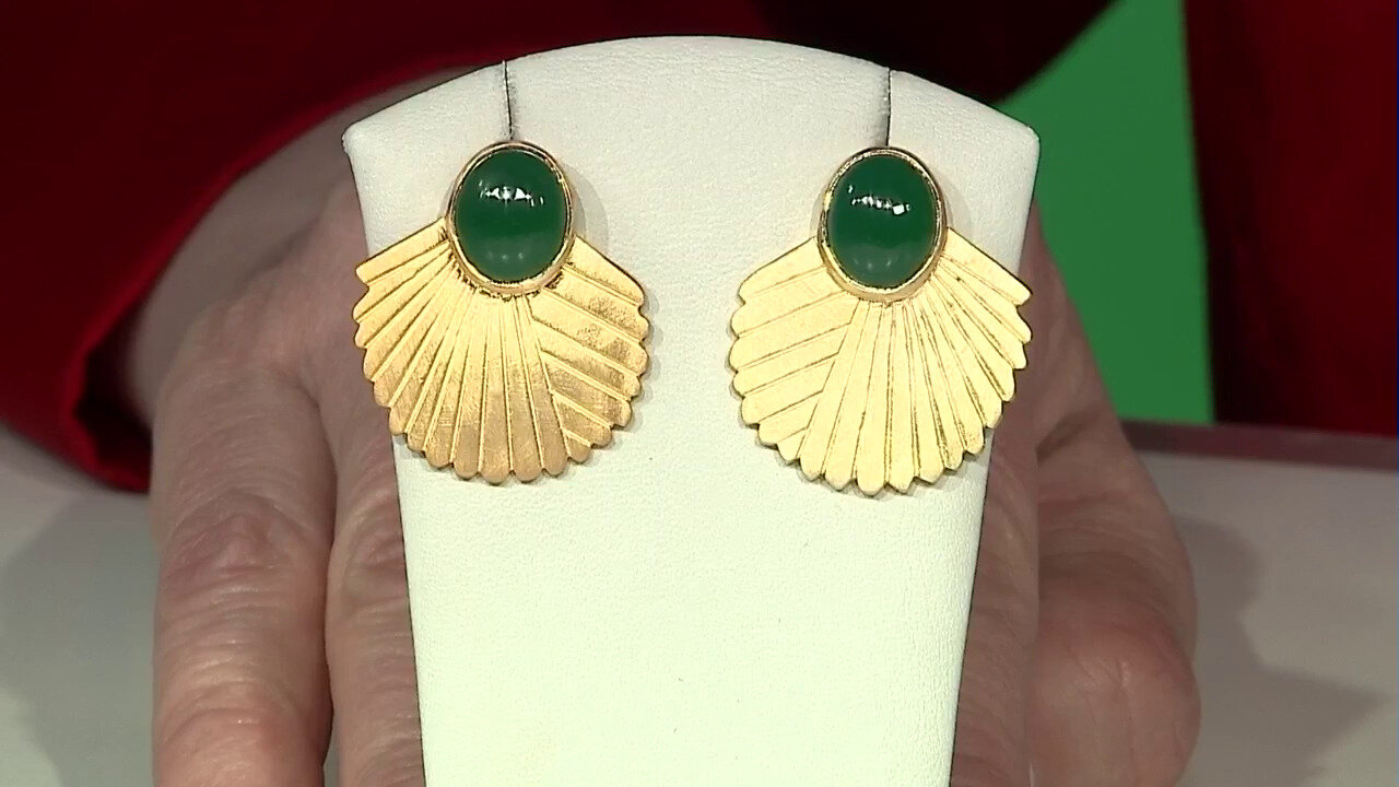 Video Green Onyx Brass Earrings (Juwelo Style)