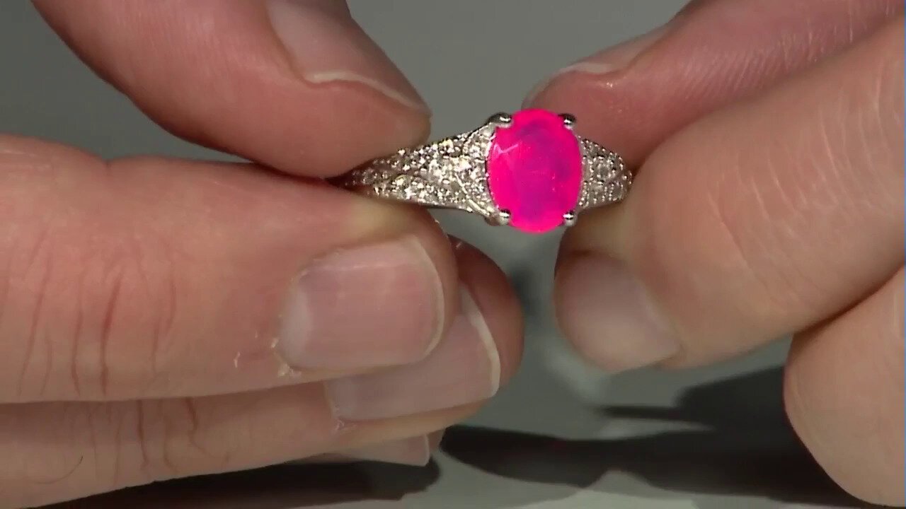 Video Äthiopischer Pinkfarbener Opal-Silberring