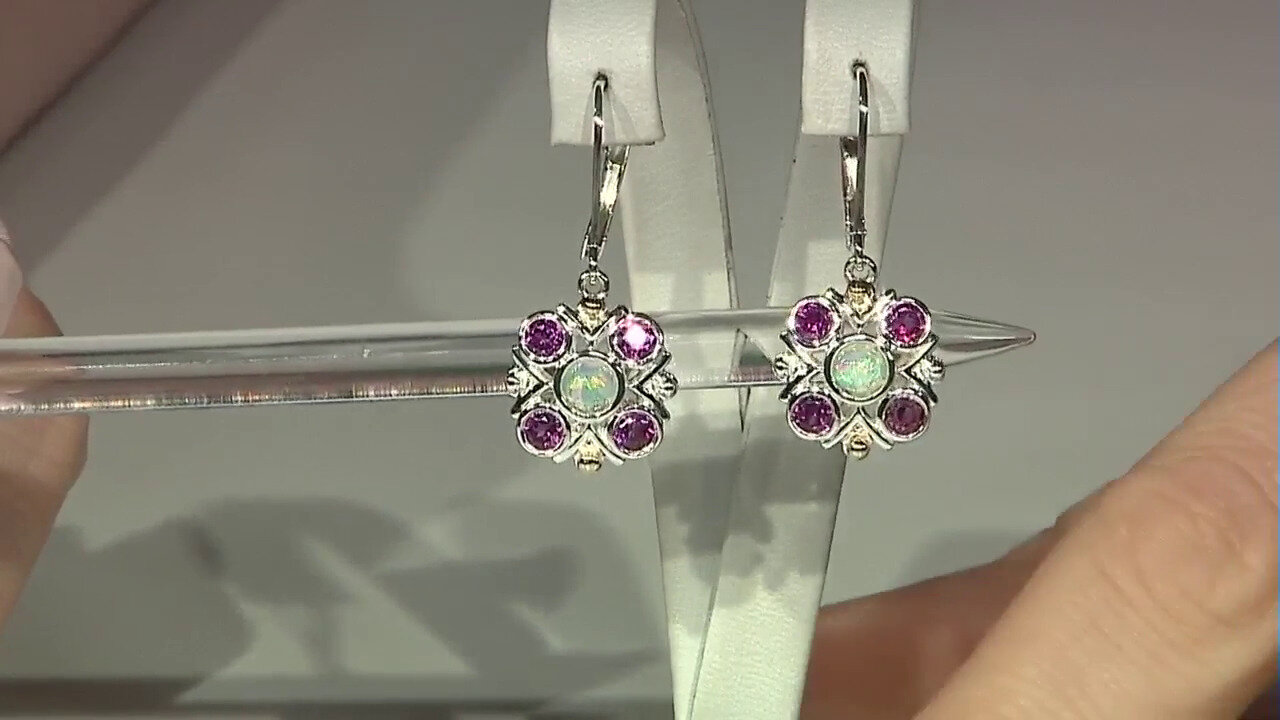 Video Welo Opal Silver Earrings (Granulieren)