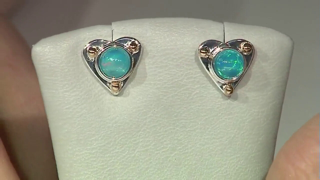 Video Orecchini in argento con Opale Blu dell'Etiopia (Granulieren)