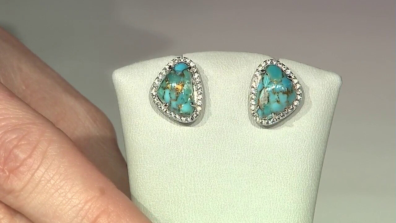 Video Blue Copper Turquoise Silver Earrings (Faszination Türkis)