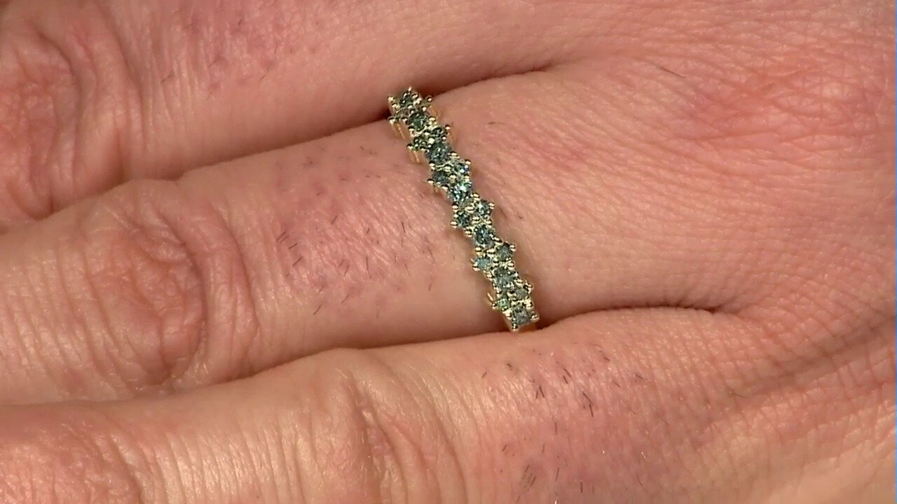Video Gouden ring met Hemelsblauwe Diamanten I1