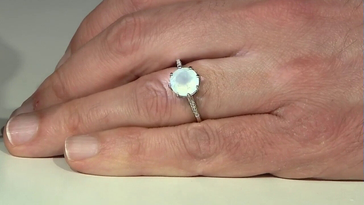 Video Zilveren ring met een Paraibe opaal