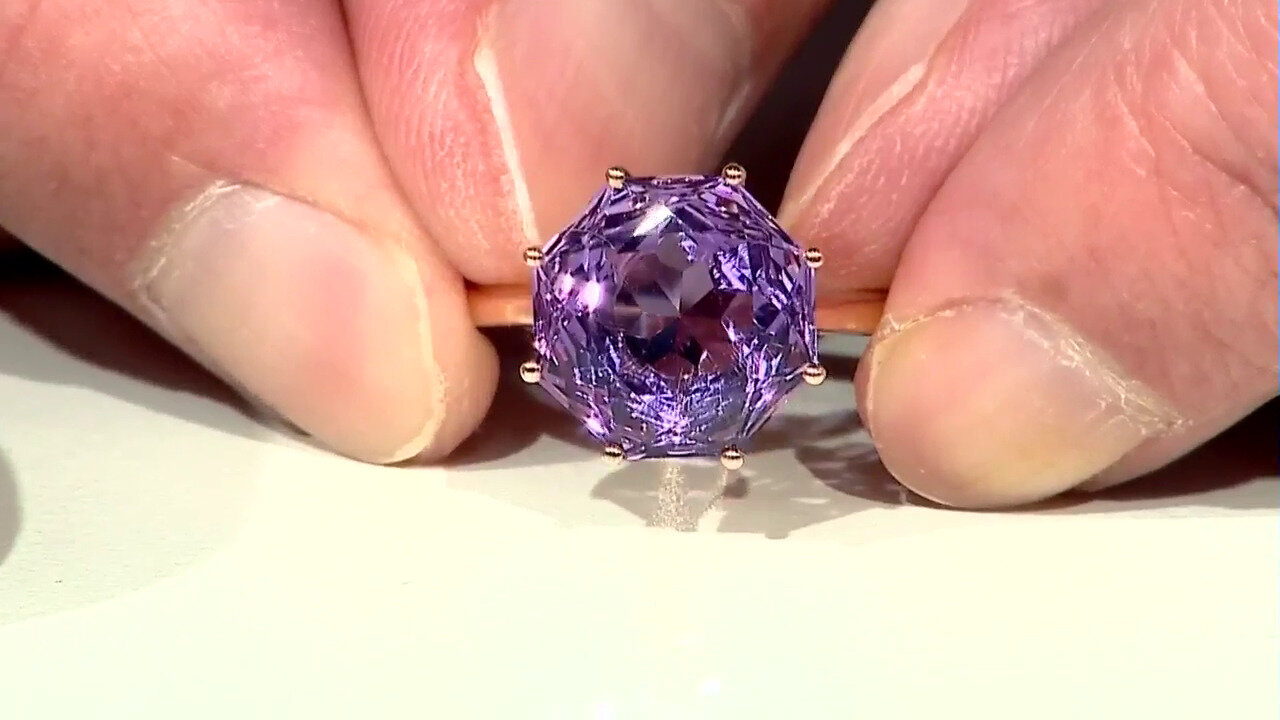 Video 14K Rose de France Amethyst Gold Ring (SUHANA)