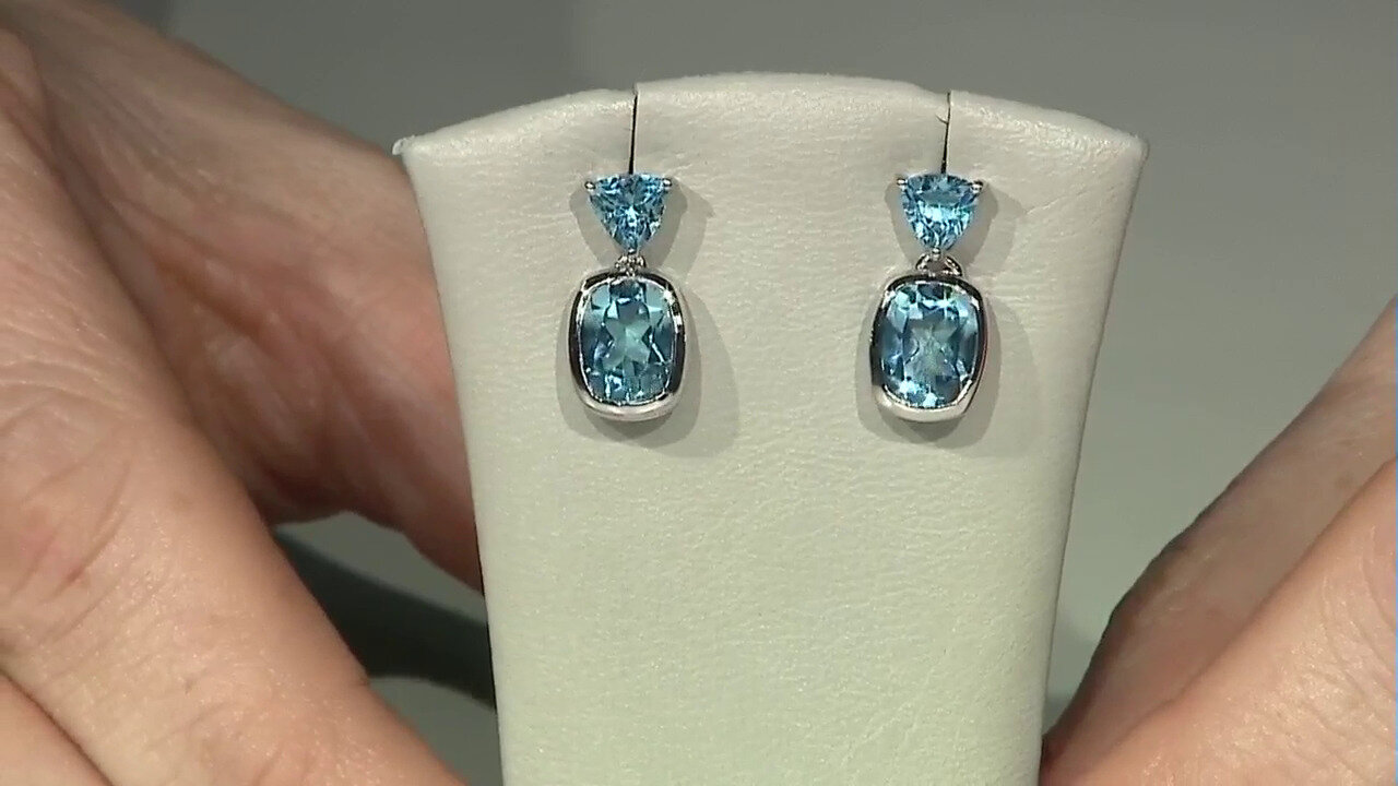 Video Swiss Blue Topaz Silver Earrings