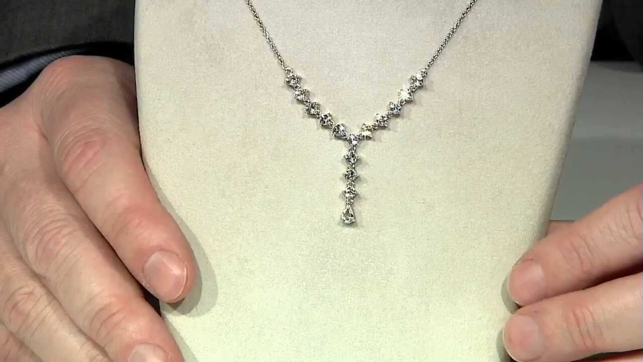 Video Zilveren halsketting met een witte topaas