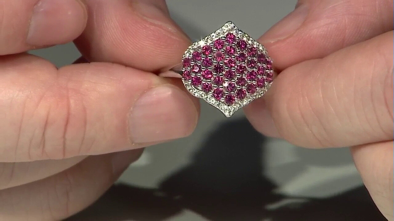 Video Zilveren ring met roze toermalijnen