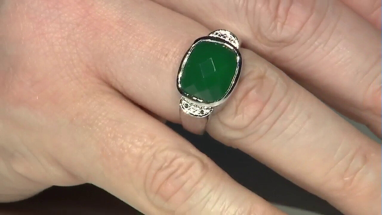 Video Zilveren ring met een Groene onyx
