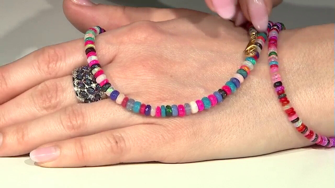 Video Mezezo Opal Silver Necklace (Riya)