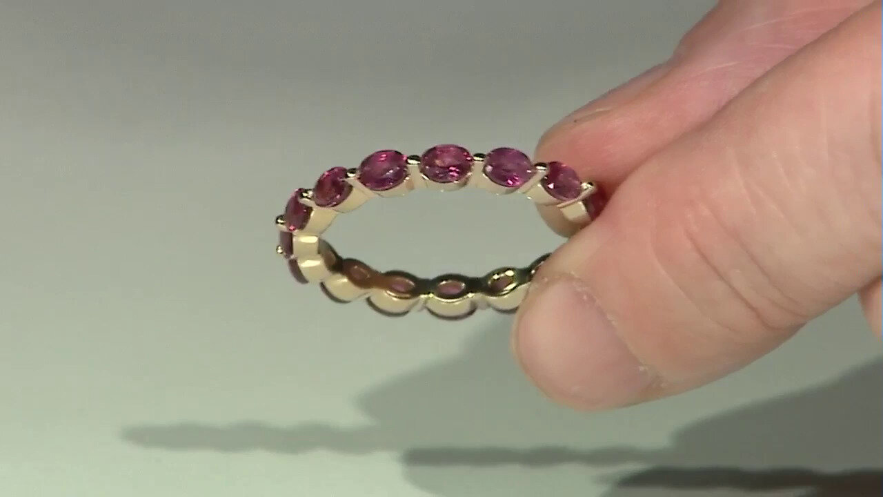 Video Zilveren ring met framboos rhodolieten