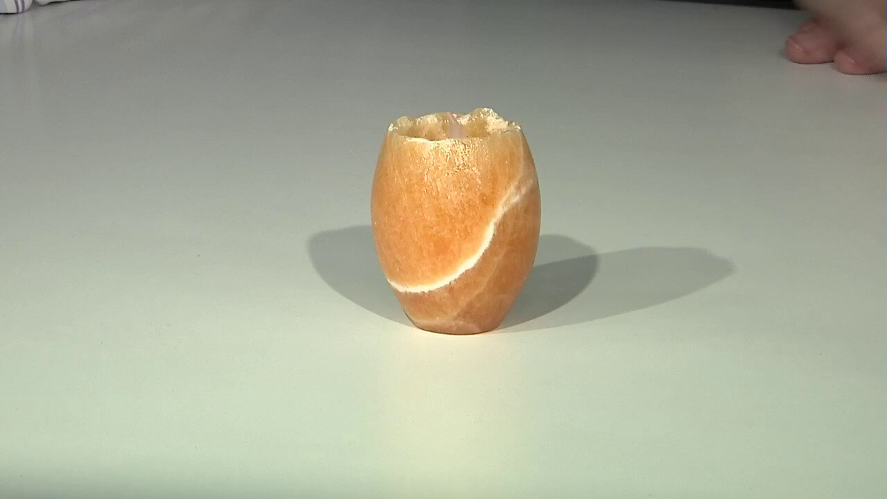 Video Oranger Kalzit-Teelichthalter