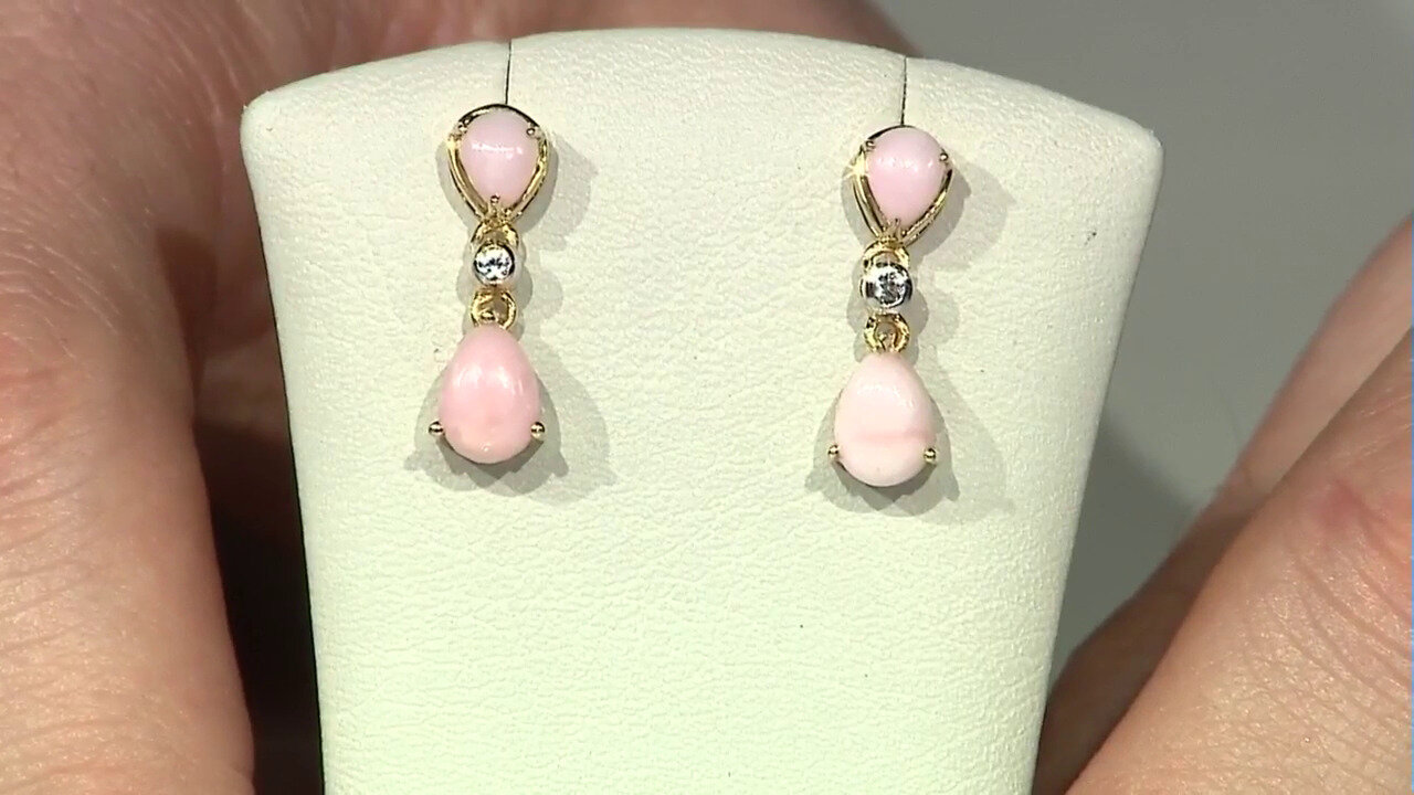 Video Pink Opal Silver Earrings
