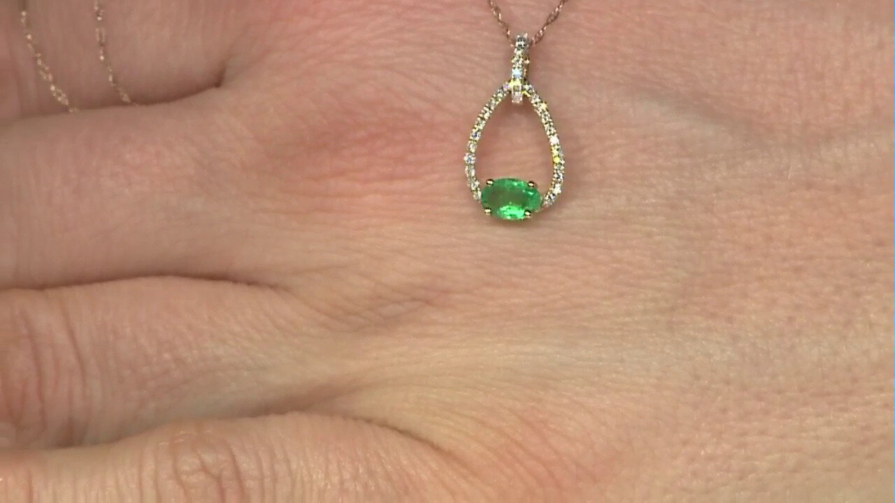 Video 10K AAA Zambian Emerald Gold Necklace