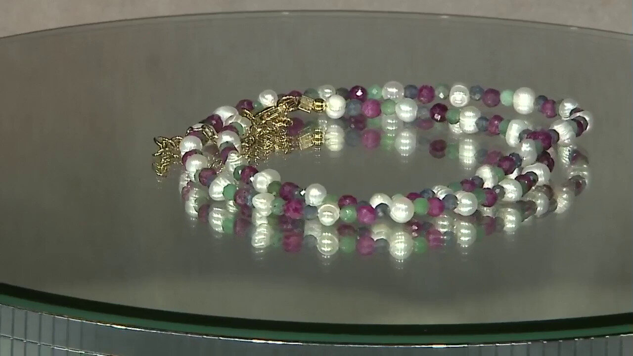 Video Zilveren halsketting met Russische smaragden (Riya)