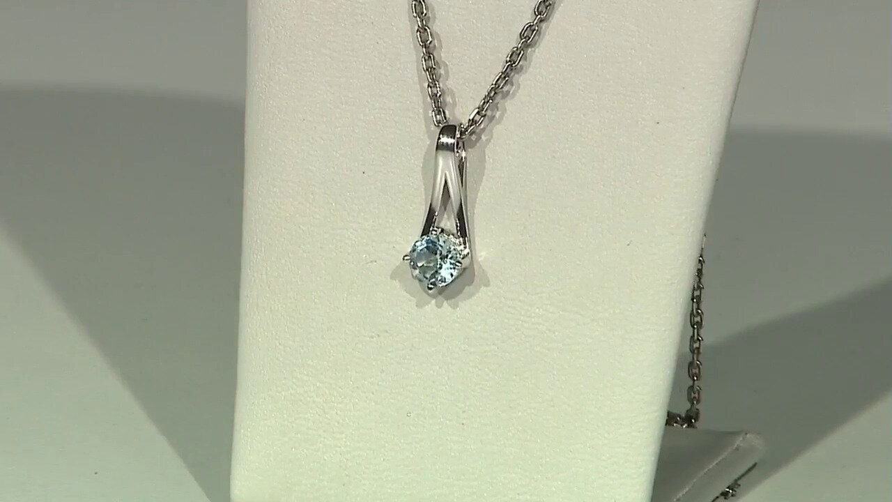 Pendentif En Argent Massif Avec Topaze Bleue - Occasion, Bijou élégant