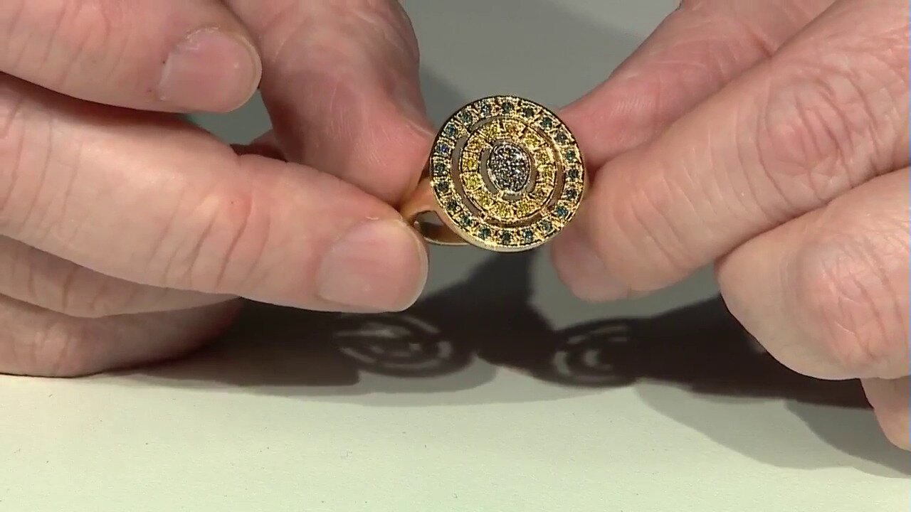 Video Zilveren ring met I2 Bruine Diamanten