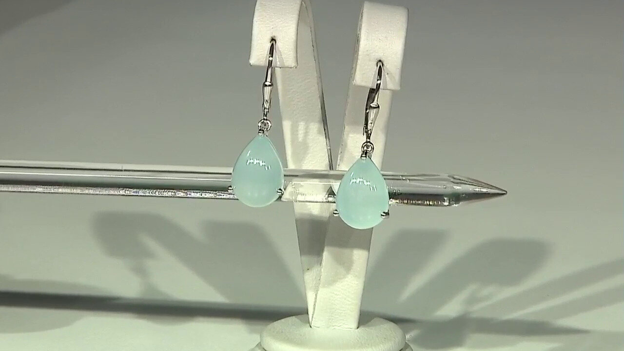 Video Aqua Chalcedony Silver Earrings