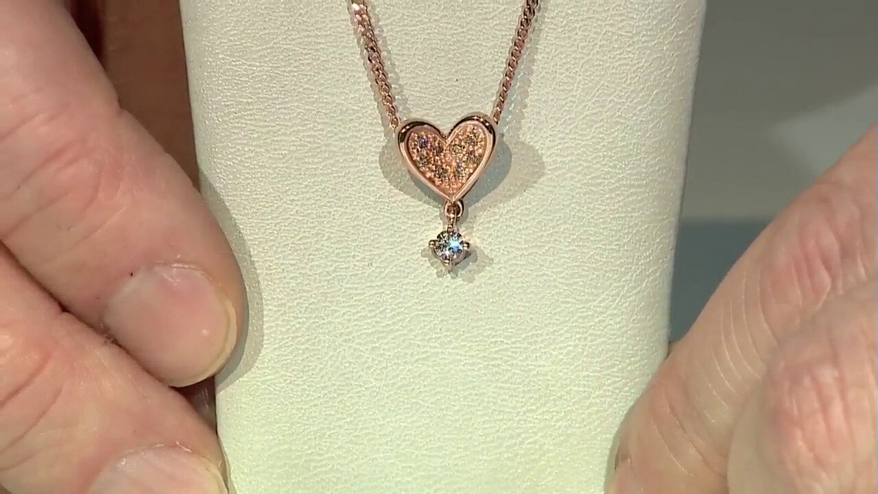 Video Gouden hanger met een SI1 Argyle Rose De France Diamant (Annette)