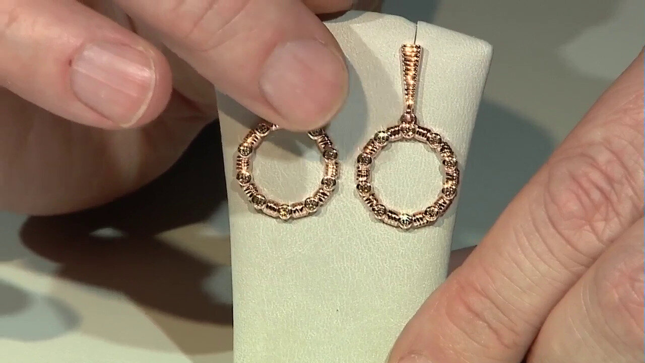 Video 9K SI1 Argyle Rose De France Diamond Gold Earrings (Annette)