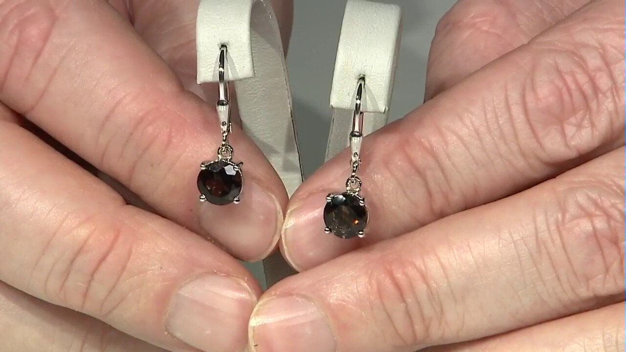 Video Zilveren oorbellen met rookkwartskristallen