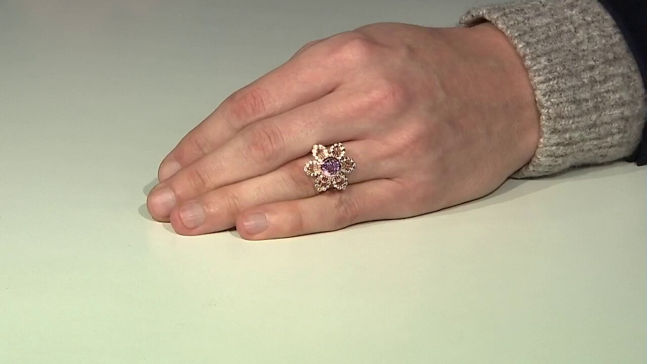 Video Zilveren ring met een kunziet (SAELOCANA)