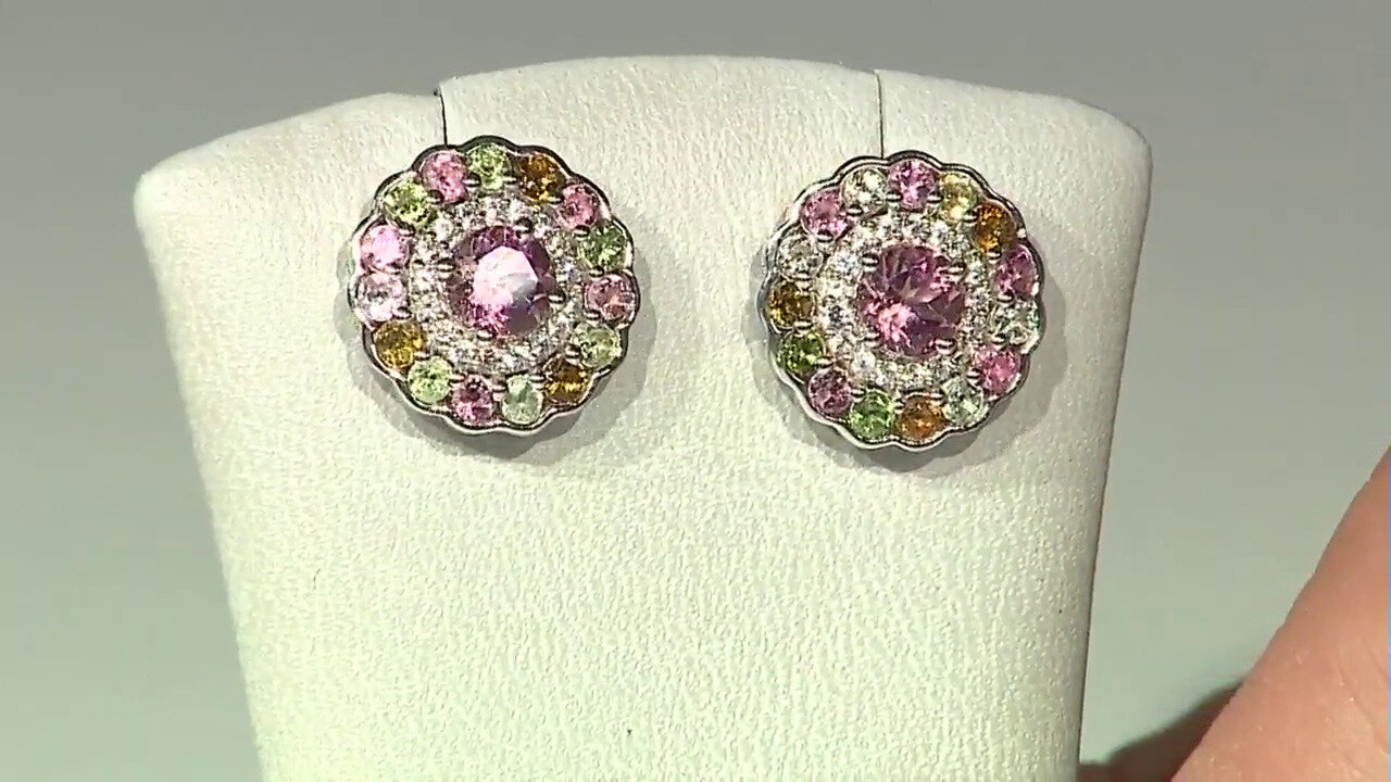 Video Nigerian Pink Tourmaline Silver Earrings