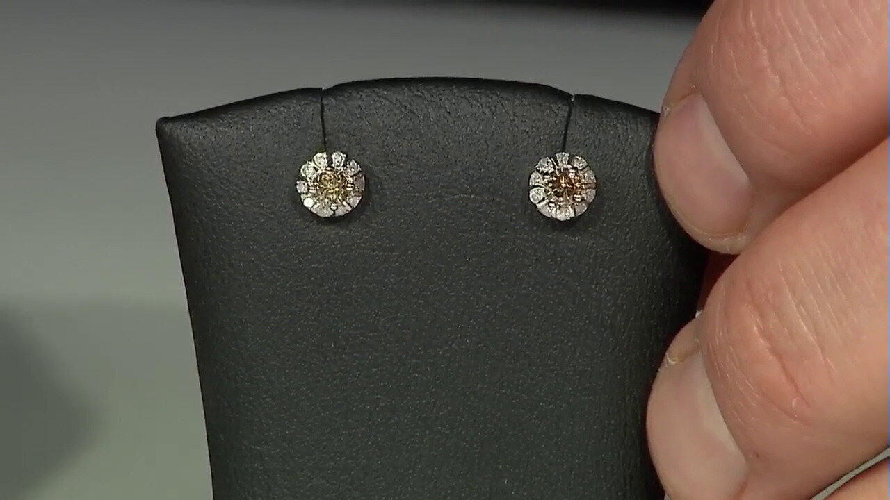 Video I2 Champagne Diamond Silver Earrings