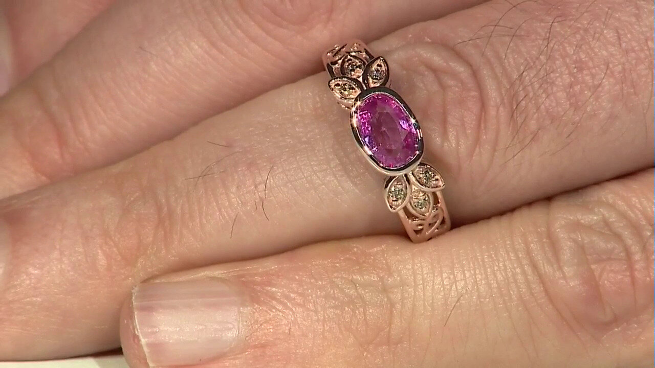 Video Gouden ring met een roze saffier (Annette)
