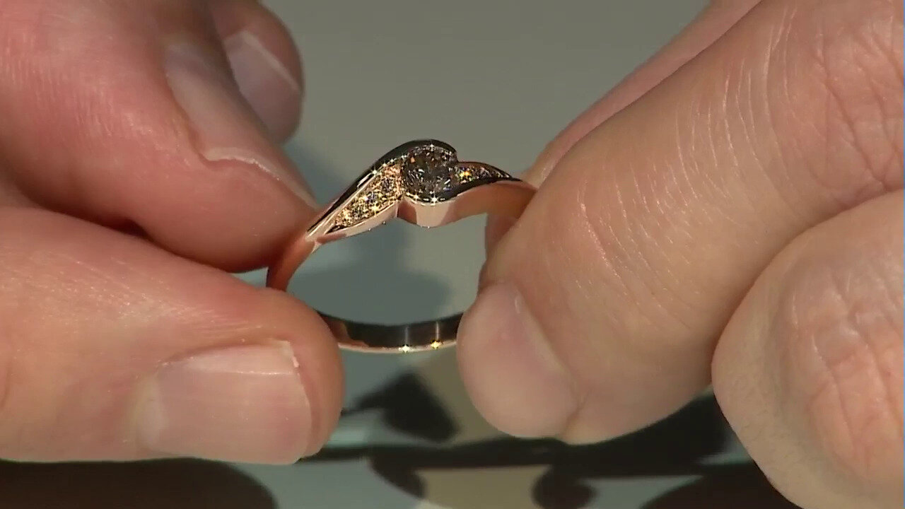 Video Gouden ring met een VS1 Argyle-Rose de France-Diamant (Annette)