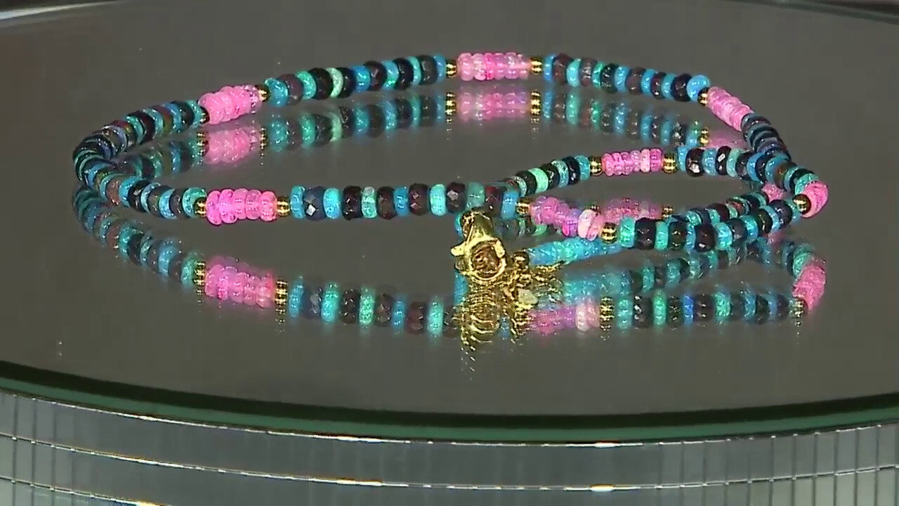 Video Zilveren halsketting met Roze Ethopische Opalen