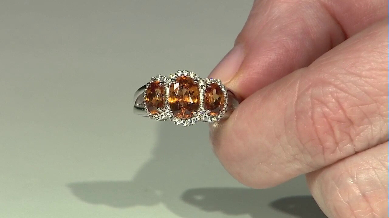 Video Zilveren ring met een mandarijn zirkoon