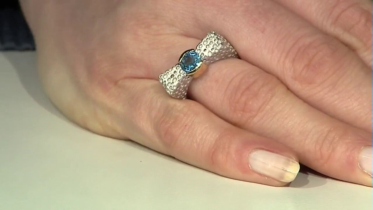 Video Swiss Blue Topaz Silver Ring (MONOSONO COLLECTION)